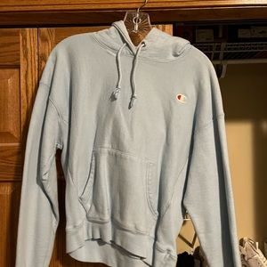light blue champion hoodie